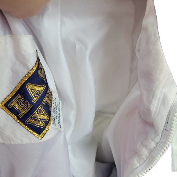 East West Vintage Bomber Nylon Windbreaker Full Zip Pink/Multi/Gold Women Sz M - Picture 8 of 8